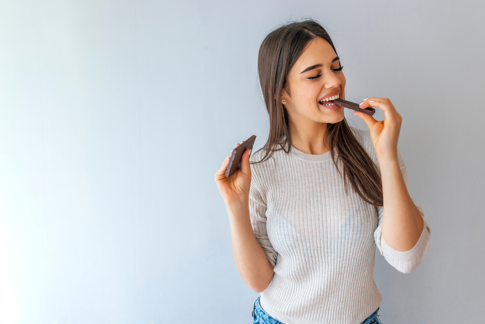 チョコレートを食べて痩せるバランスの取り方を示しています